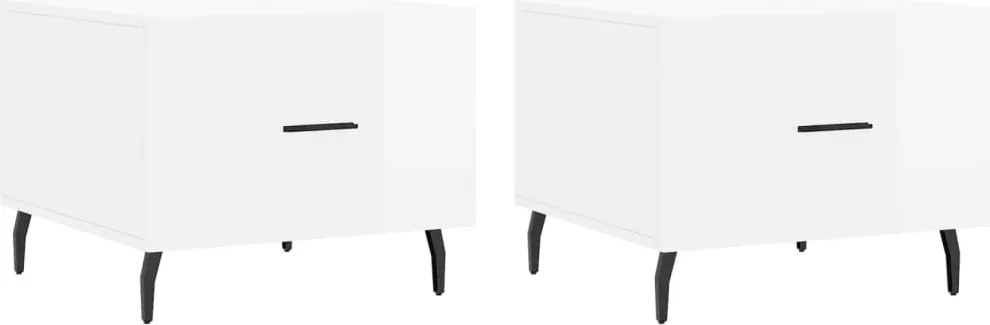 vidaXL Măsuță de cafea, 2 buc., alb extralucios, 50x50x40 cm