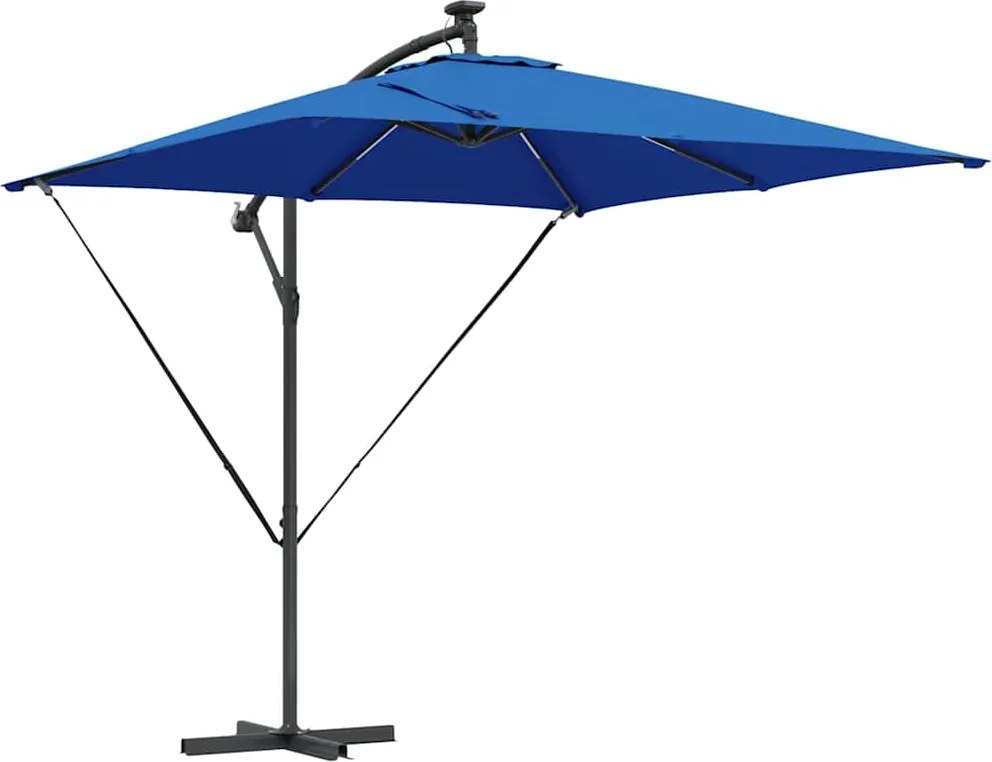 vidaXL Parasol banana cu brațe albastru 249 x 249 x 250 cm
