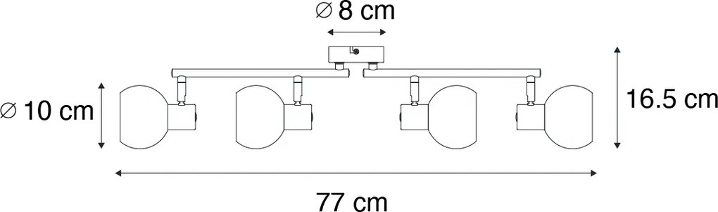 Spot luminos inteligent de tavan auriu cu sticlă opală 4 lumini reglabil incl. 4 Wifi P45 - Anouk