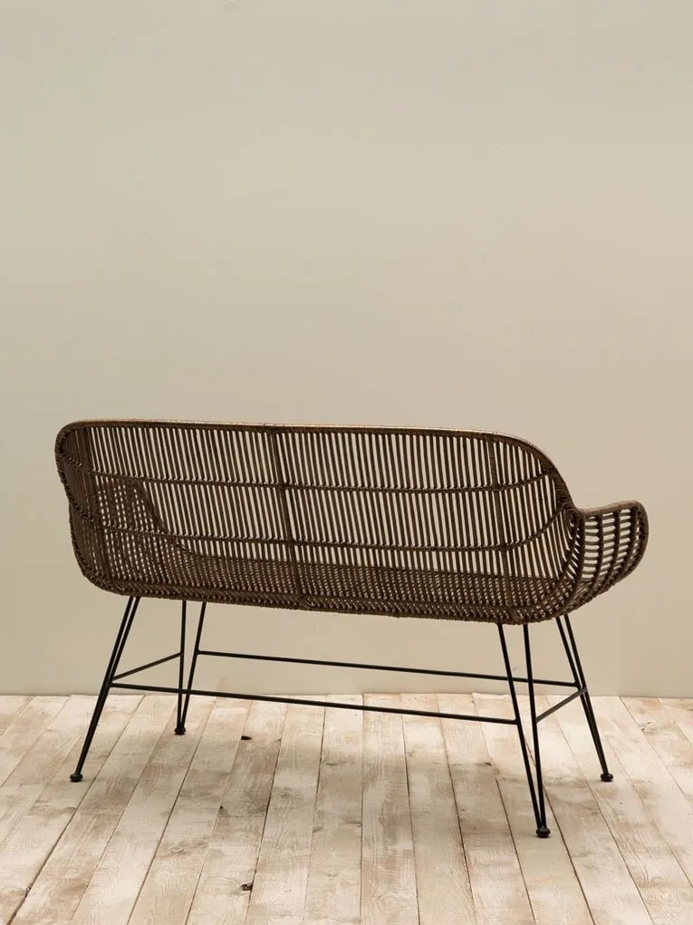 Bancheta natur, din rattan, Cappuccino