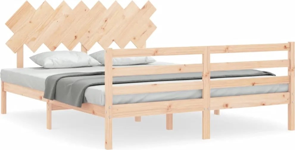 vidaXL Cadru de pat cu tăblie, 160x200 cm, lemn masiv