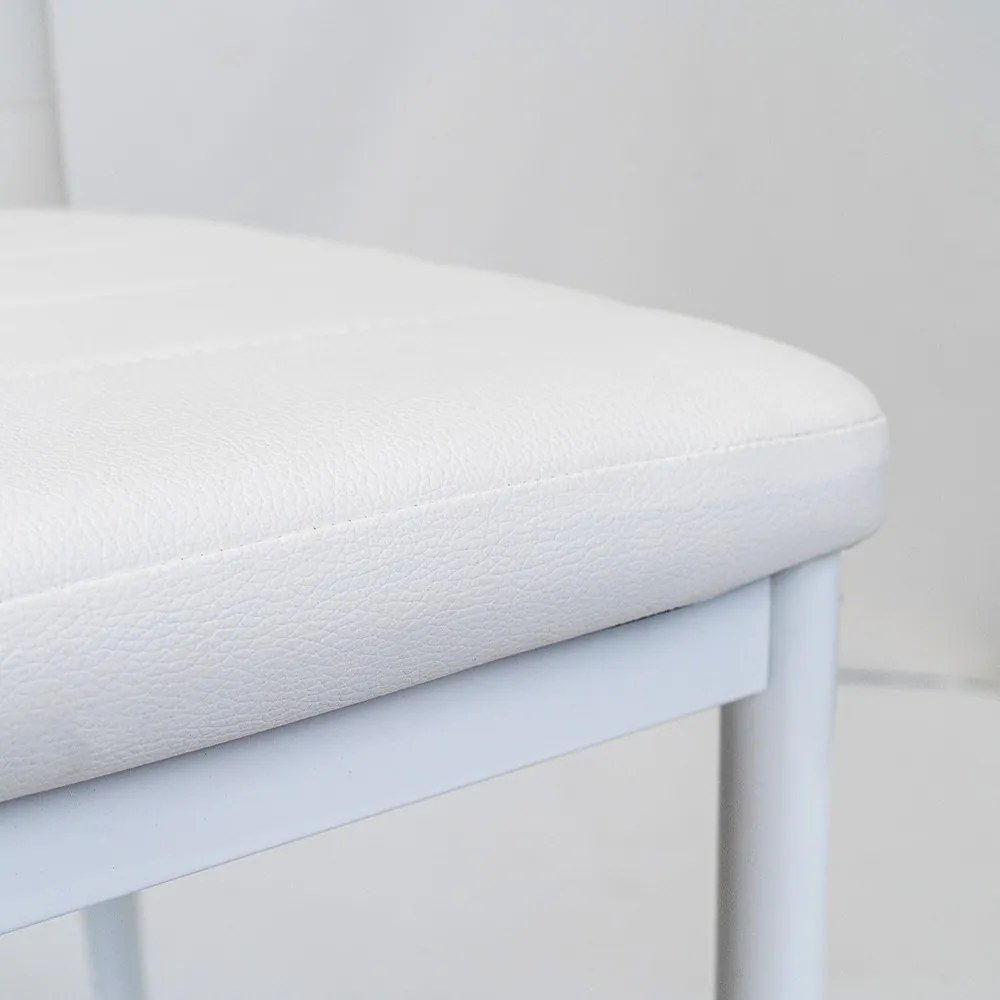 Scaun de masă Tino NOVA, piele textilă albă + metal - alb