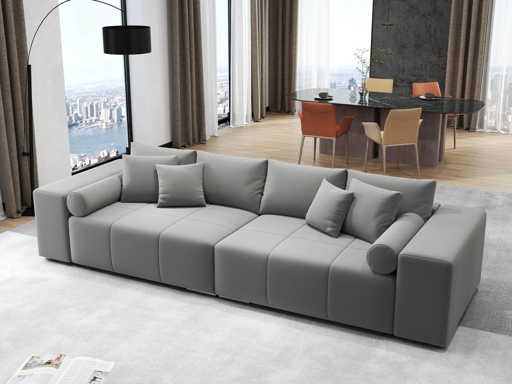 Canapea extensibilă dumonde cu ladă de depozitare si sezut confortabil din spuma high-density, Marbela Royal Gri XXL 295x100 cm