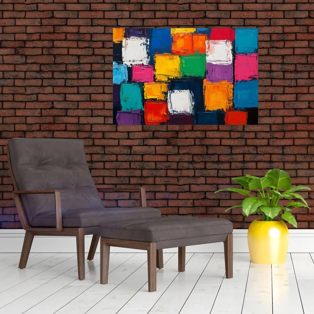 Tablou - Pictură cu pătrate colorate (90x60 cm)