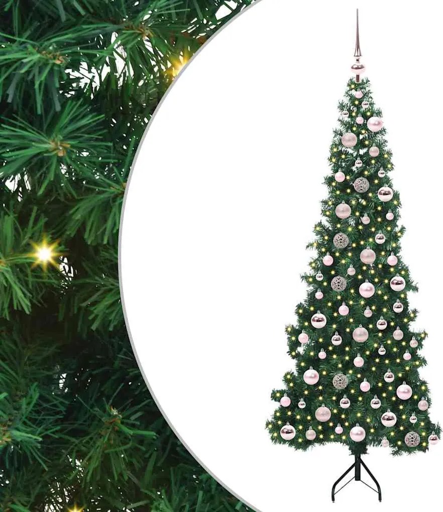 vidaXL Pom de Crăciun Artificial pentru Colț Verde 180 cm PVC și Metal