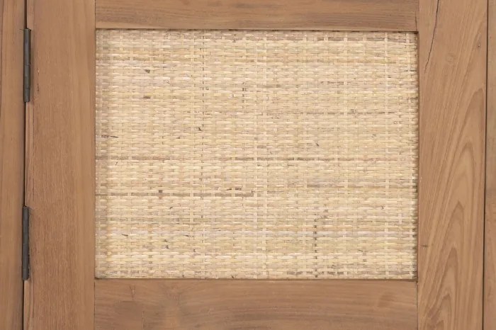 Comoda TV din lemn de tec si rattan natural " Rustic Wood "