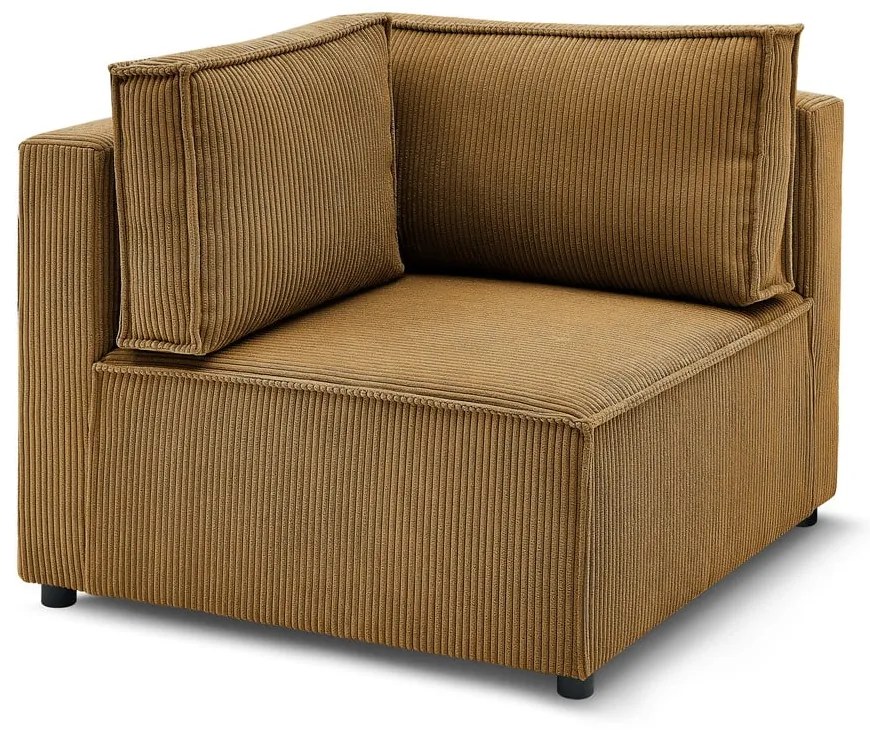 Modul pentru canapea galben muștar cu tapițerie din catifea reiată (cu colț variabil) Nihad modular – Bobochic Paris