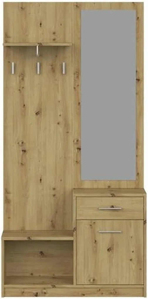 Mobilier hol PERGO, stejar artisan, PAL, 90x30x184 cm