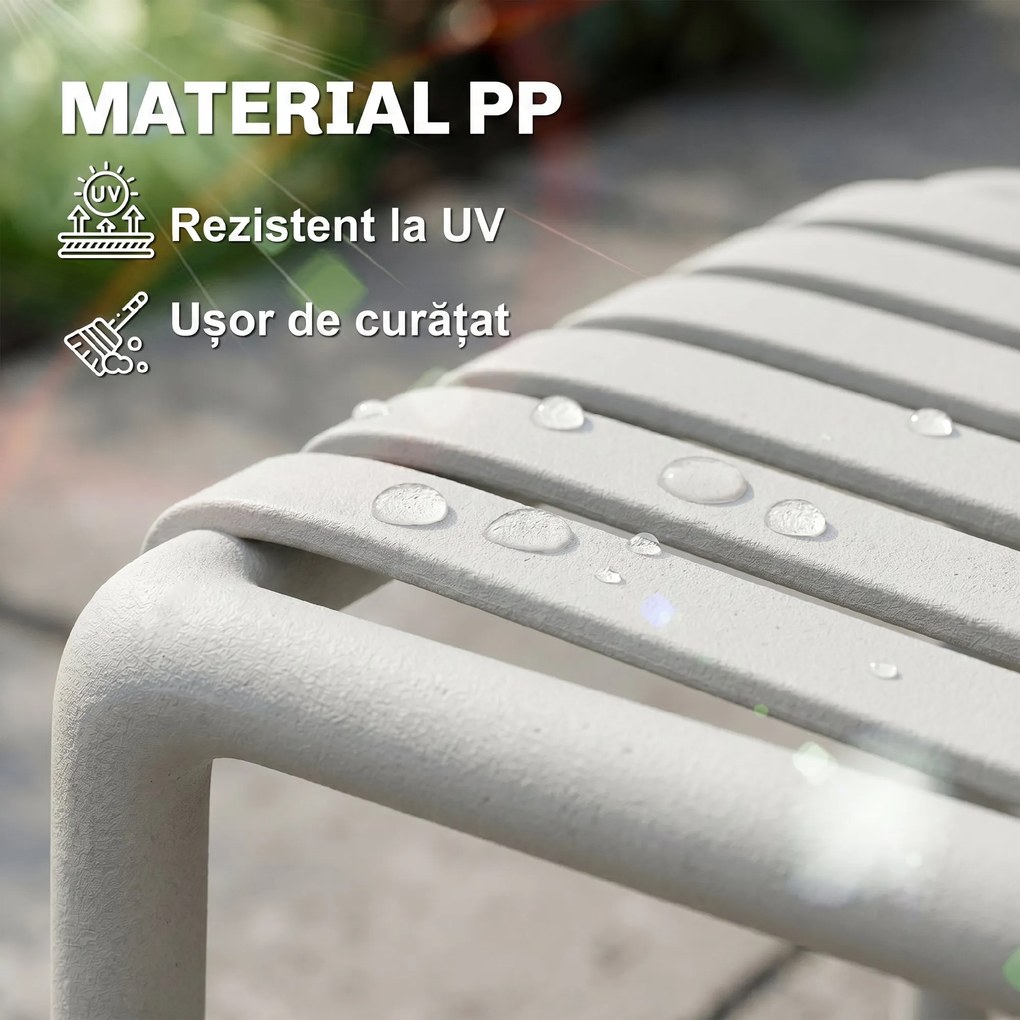 Outsunny Set 4 Scaune de Grădină Stackabile din Polipropilenă Anti-UV, Design Lamelar cu Cotiere, pentru Terasă Balcon Exterior Interior, Gri | Aosom Romania