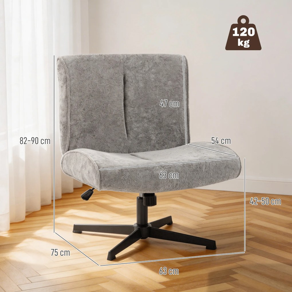 HOMCOM Scaun accent rotativ, fotoliu lounge tapițat cu catifea, reglabil pe înălțime pentru living, birou, gri | Aosom Romania