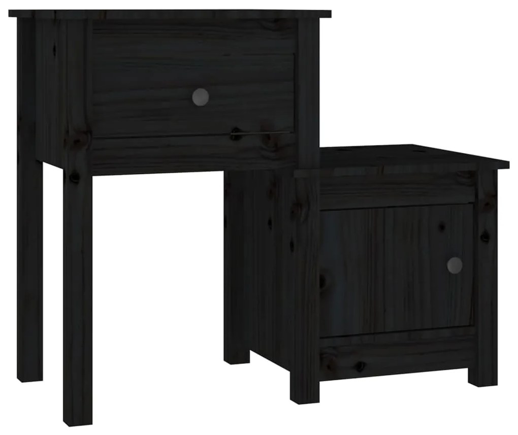 814547 vidaXL Noptieră, negru, 79,5x38x65,5 cm, lemn masiv de pin