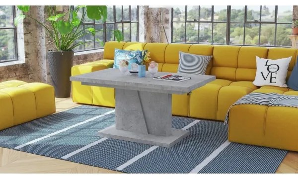 Masă extensibilă de cafea/servire NINO cu blat cu mecanism de ridicare, beton gri