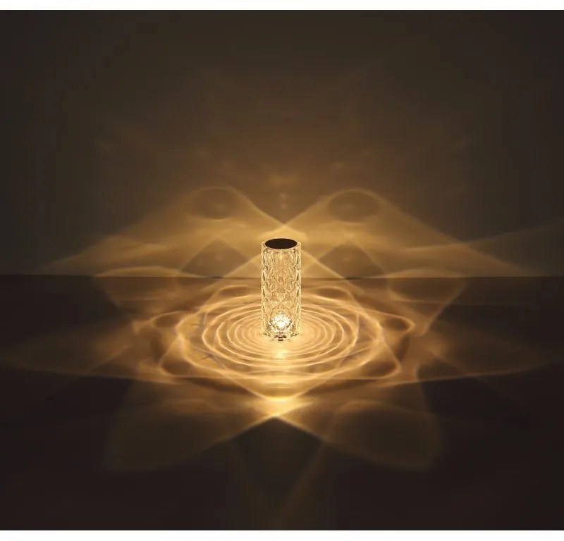 Lampa de masa cu baterii, plastic transparent cu efect de cristal Gixi alb 9cm