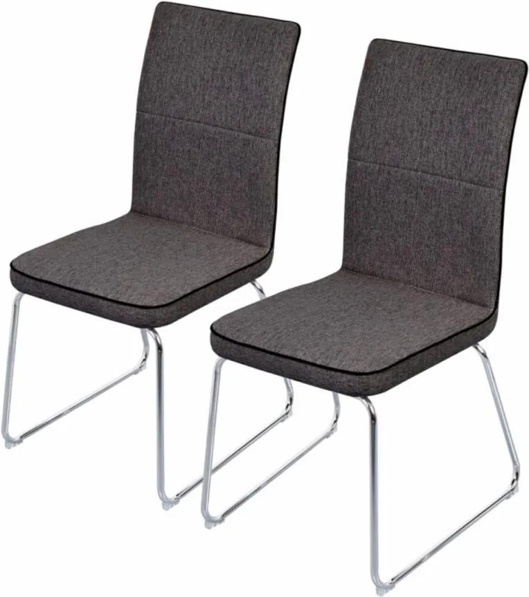 Set de 2 scaune Viry tesatura/ metal, gri, 45 x 97 x 62 cm