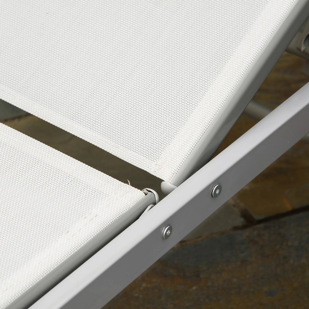 Outsunny Şezlong de Gradina Relaxliege cu Spătar Reglabil în 5 Trepte din Metal Crem 170 x 58 x 97 cm | Aosom Romania