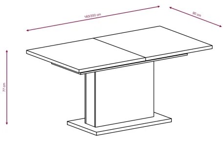 Masă de dining extensibilă STRAP, beton gri