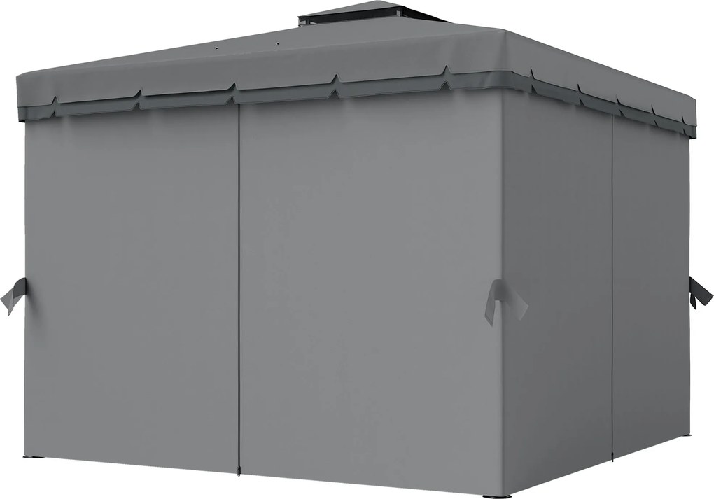 Outsunny Pavilion aprox. 3 x 3 m rezistent la apă Stabil Rezistent la iarnă Pavilion de grădină cu acoperiș dublu Plase anti-țânțari cu fermoar | Aosom Romania