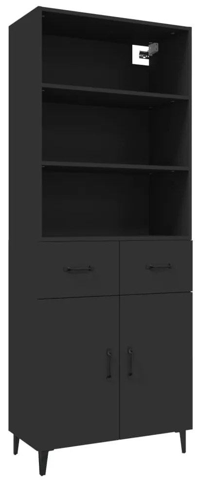 Dulap inalt, negru, lemn prelucrat 1, Negru, 2 doors 2 drawers