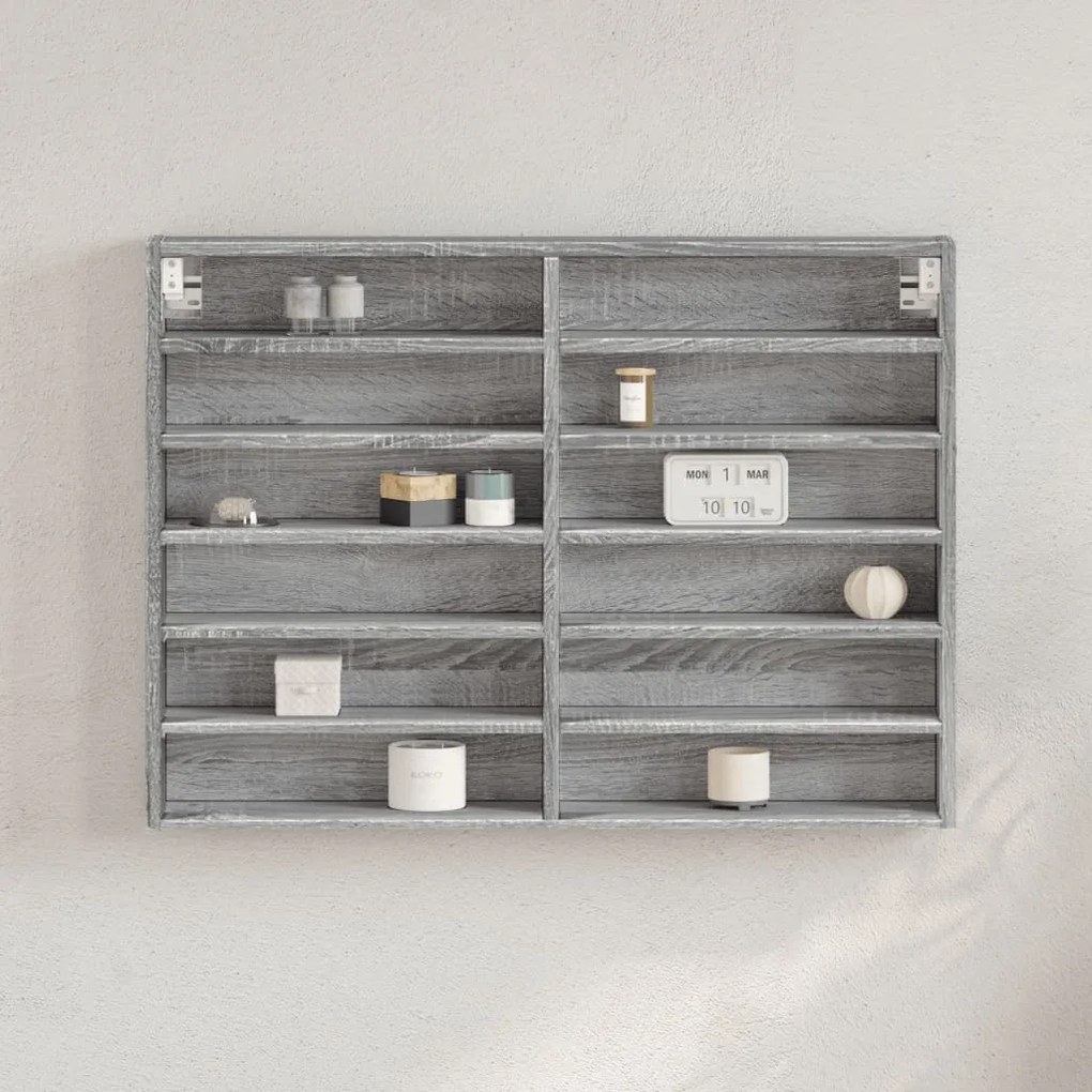 vidaXL Dulap cu vitrină, sonoma gri, 80x8,5x58 cm, lemn prelucrat