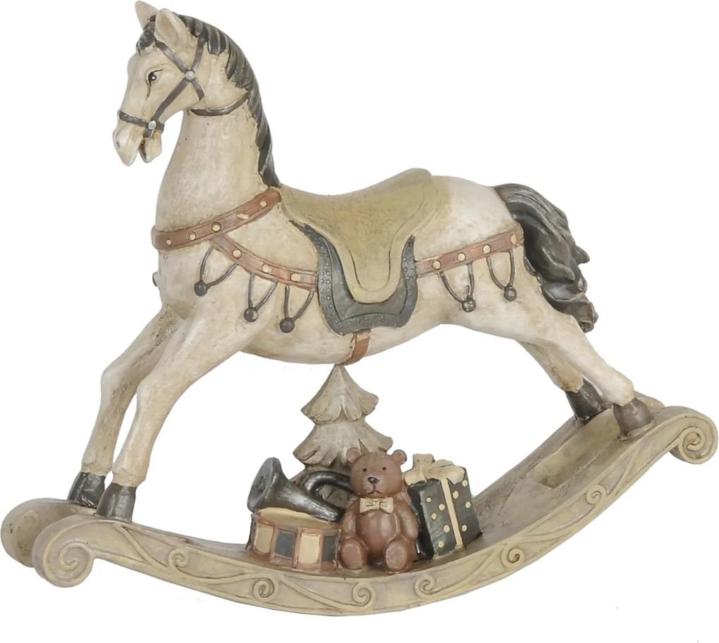 Figurina decorativa polirasina Craciun cal cu balansoar 22x5x19 cm