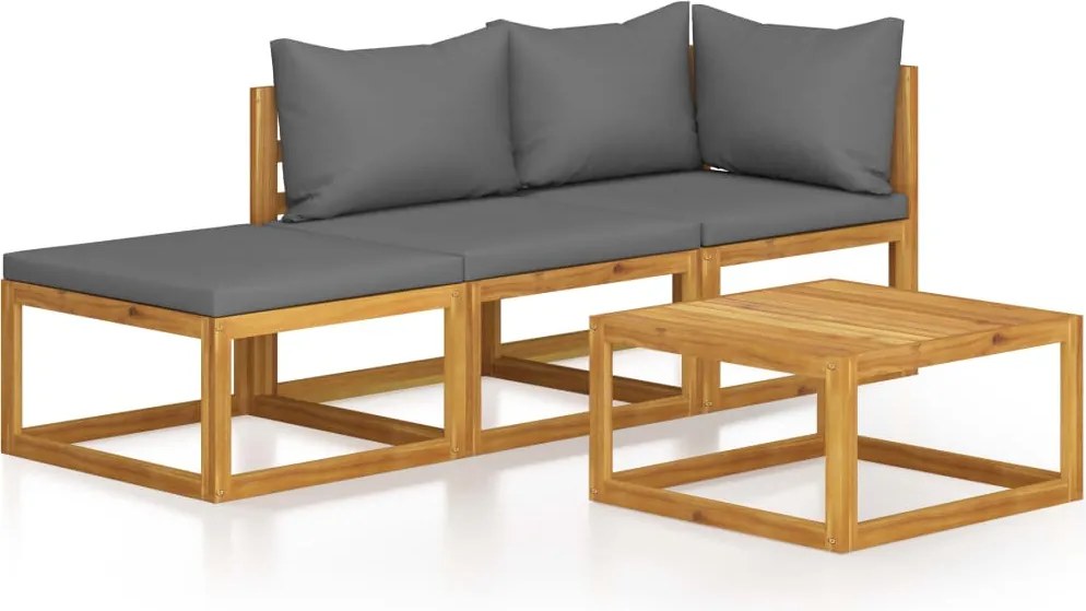 vidaXL Set mobilier de grădină cu perne, 4 piese, lemn masiv de acacia