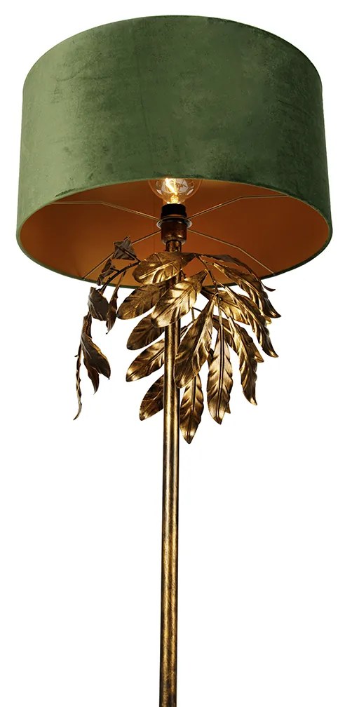 Lampa de podea vintage auriu antic cu nuanta verde - Linden