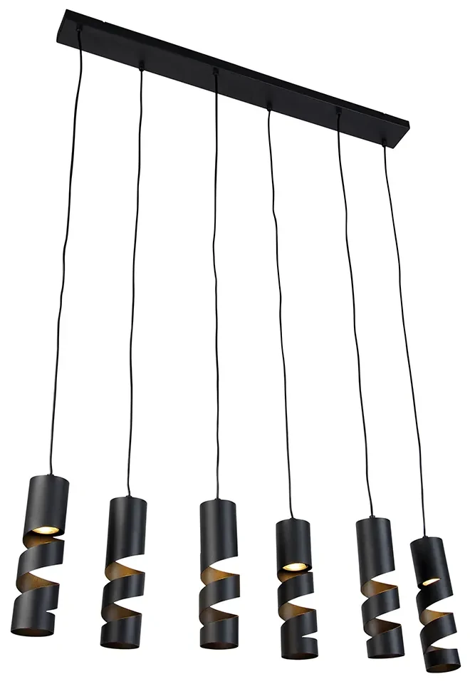 Moderne hanglamp zwart 6-lichts - Stream