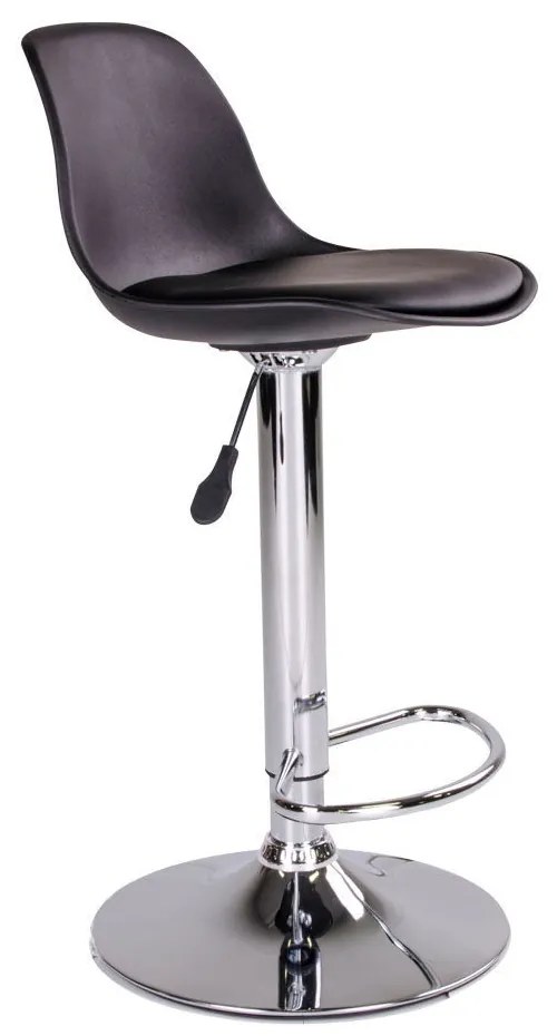 Taburet de bar Trondheim, piele PU, negru, picioare cromate