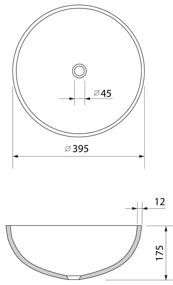 Chiuvetă neagră rotundă din sticlă ø 39,5 cm Marac – Sapho