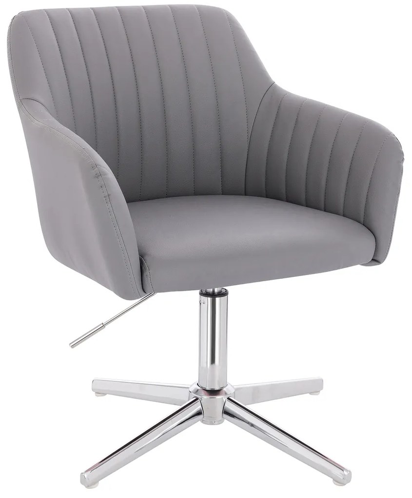 HC190CROSS Scaun Gri din Piele Ecologica cu Bază Cromata