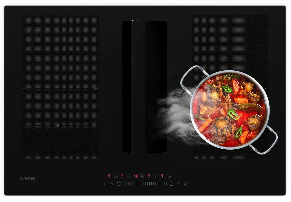 Chef-Fusion Down Air System, plită cu inducție + hotă DownAir, 77 cm, 600 m³/h EEC A