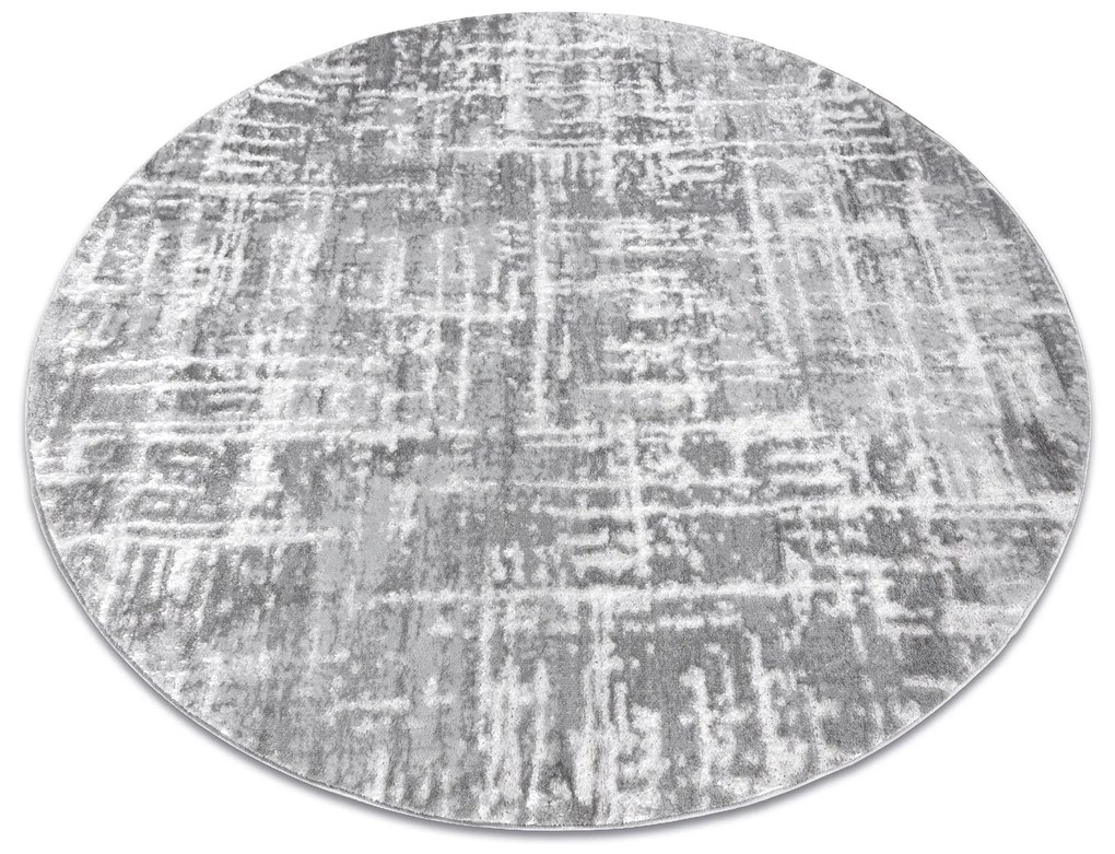 Covor MEFE modern Cerc 8722 Linii vintage - structural două niveluri de lână gri / alb