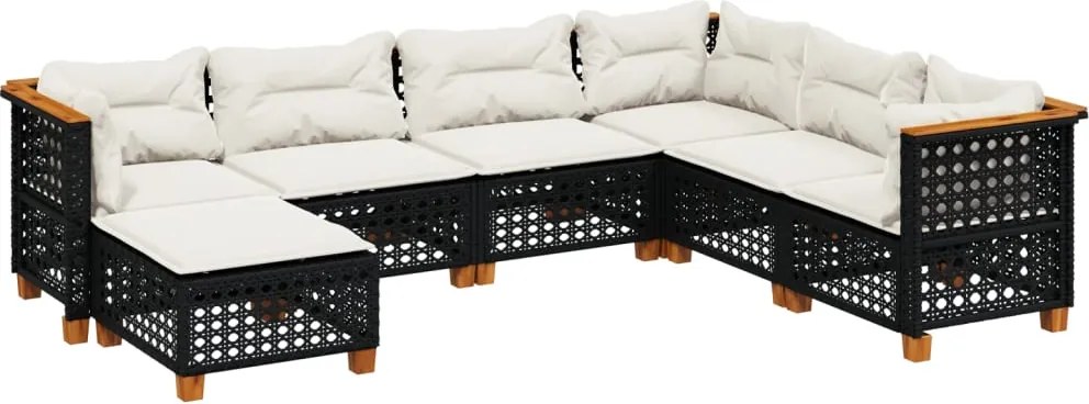vidaXL Set canapele de grădină cu perne, 7 piese, negru, poliratan
