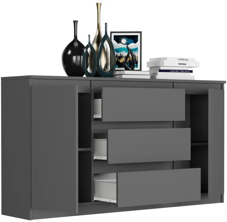 Comoda spațioasă R-140-S3 - diferite variante de culoare antracit