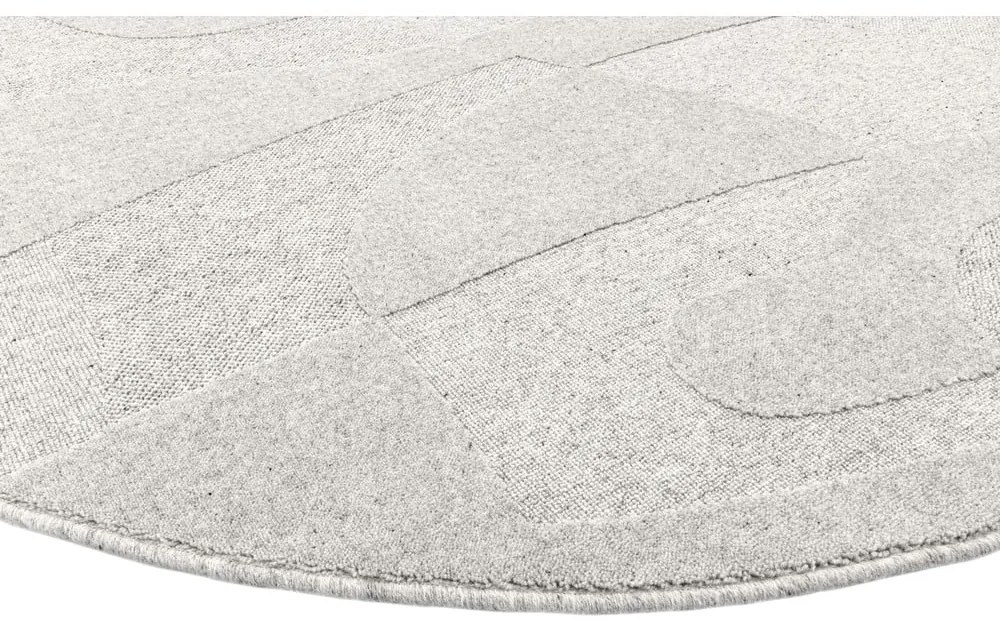 Covor gri deschis rotund din lână ø 120 cm Morphic Botanica – Agnella