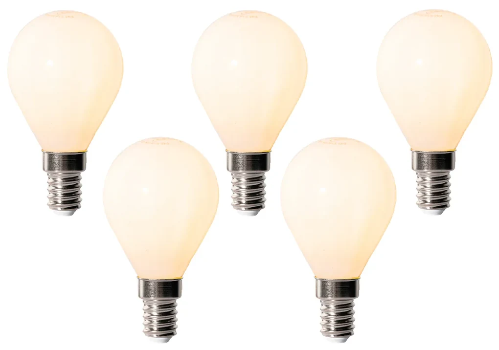 Set van 5 E14 dimbare LED lampen P45 opaal 5W 470 lm 2200K