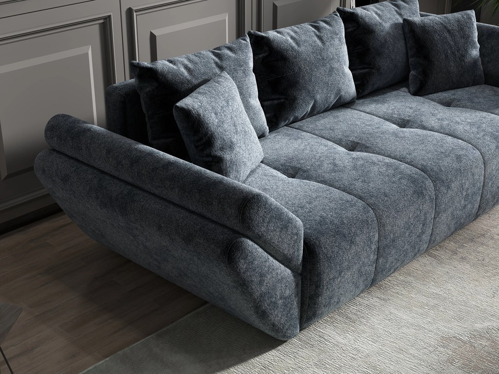 Canapea extensibilă dumonde cu ladă de depozitare si sezut confortabil din spuma high-density, Berlin Euphoria Grafit 250x100 cm