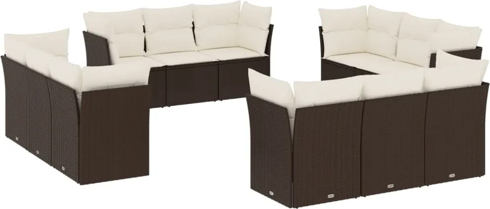 vidaXL Set canapele de grădină cu perne, 12 piese, maro, poliratan