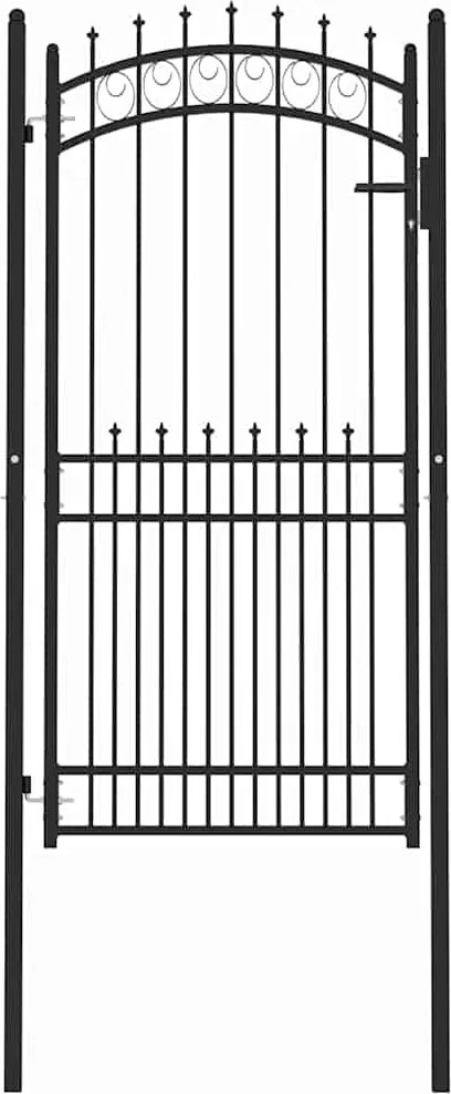 vidaXL Poartă de gard cu țepi Negru 100 x 200 cm