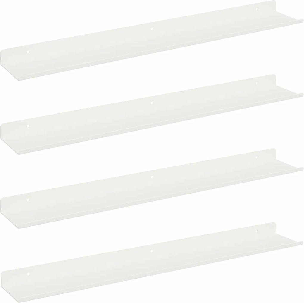 vidaXL Raft suspendat Pe perete 4 pcs Alb 60 x 9 x 2,5 cm Oțel