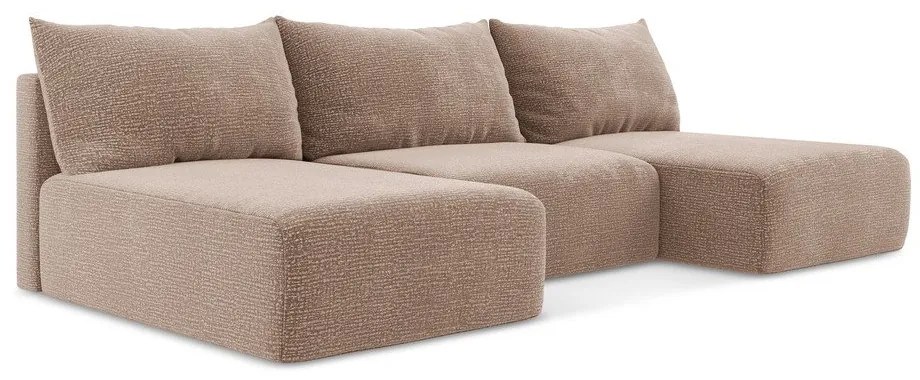 Colțar maro deschis extensibil/cu spațiu de depozitare Kalena – Makamii