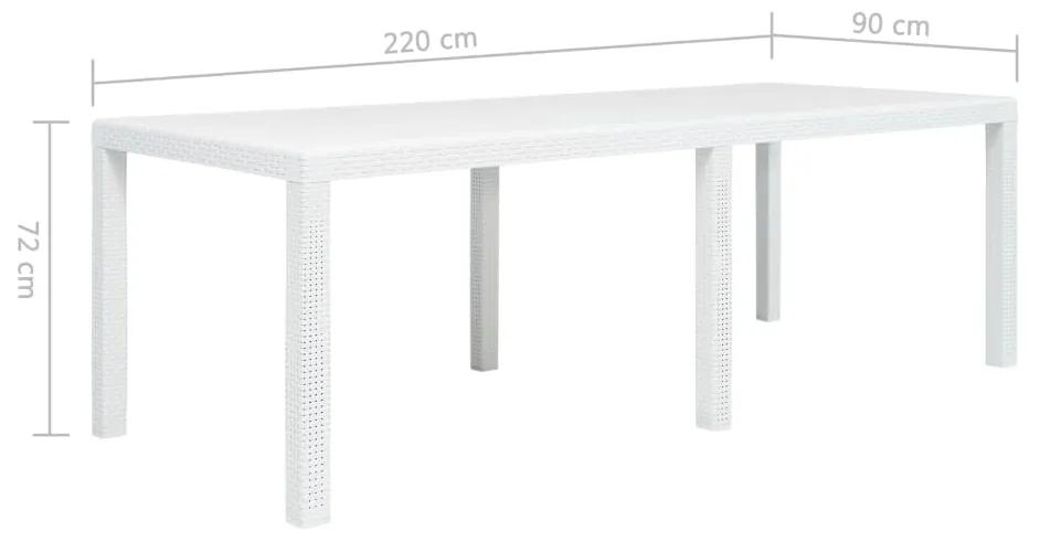 Set mobilier de exterior, 9 piese, alb, plastic, aspect ratan Alb, 9