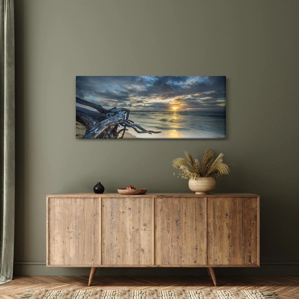 Tablou cu marea în apus de soare (120x50 cm)