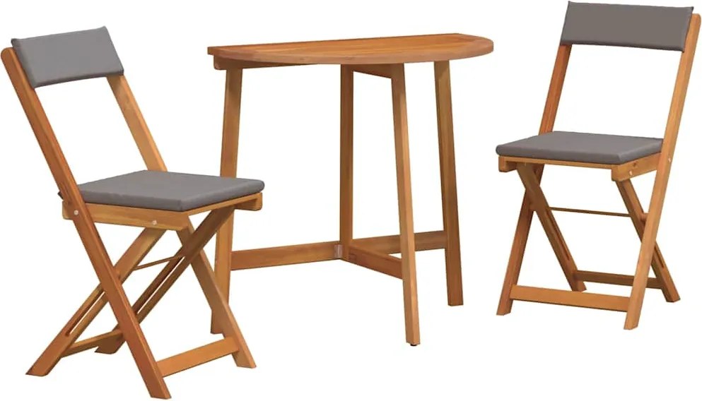 vidaXL Set bistro cu pernă 3 pcs Ulei Natural Lemn Solid de Acacia
