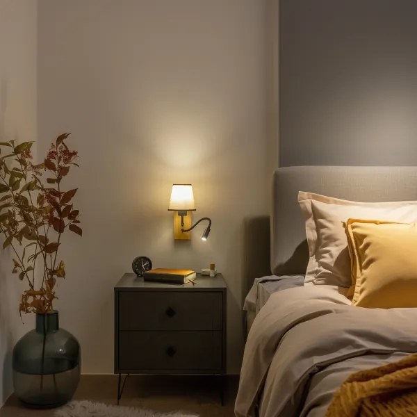 Lampă LED de perete Brilagi NUBILA WOOD 1xE27/25W/230V + LED/3W stejar/maro