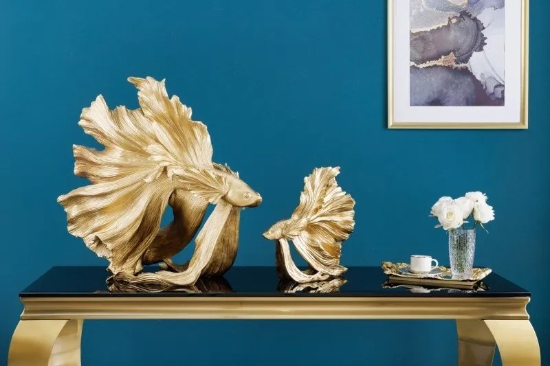 Statueta decorativa extravaganta Fisch Crowntail 65cm, auriu