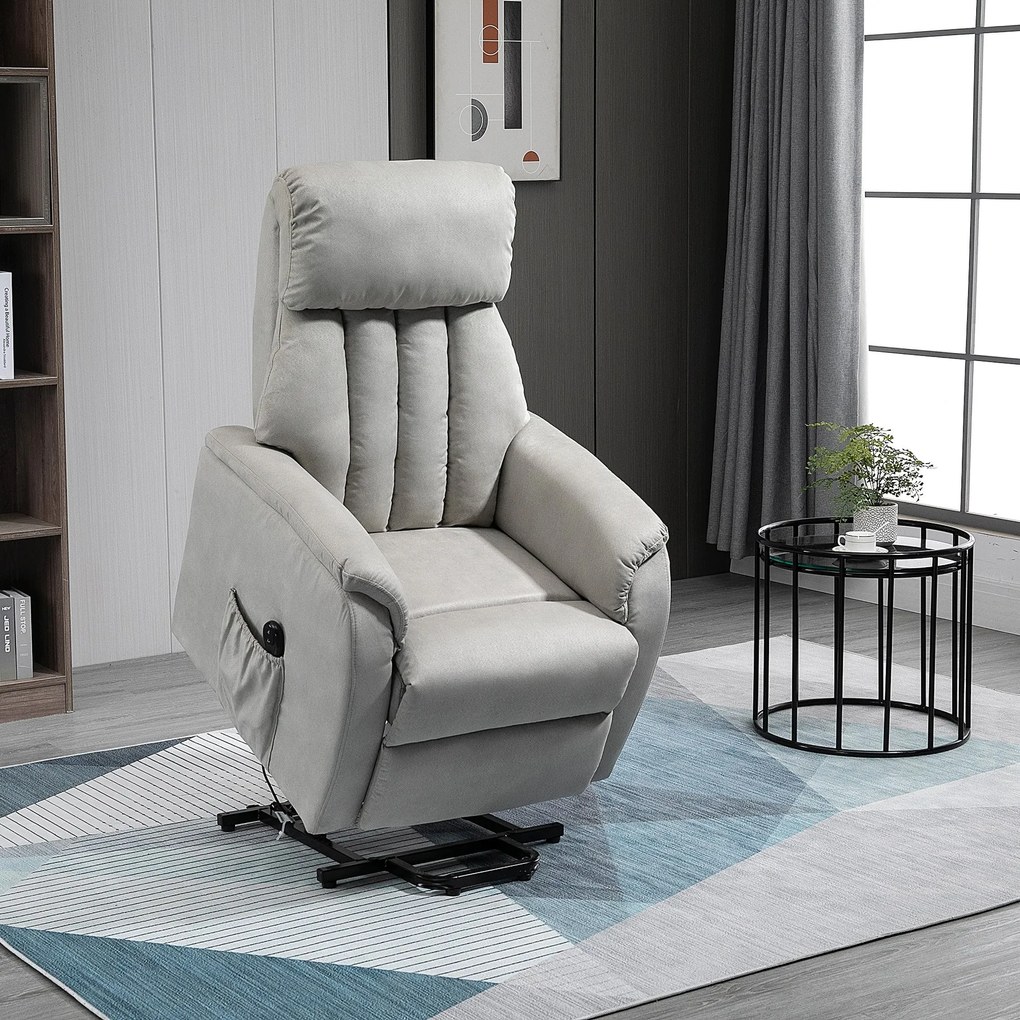 Homcom Fotoliu Electric cu Suport de Ridicare 150° si sistem Recliner pentru Relaxare in Textil, Gri 77x93x110cm