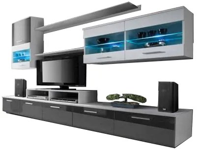 Mobilier living Beverley I (alb + gri) (cu iluminat). 611010