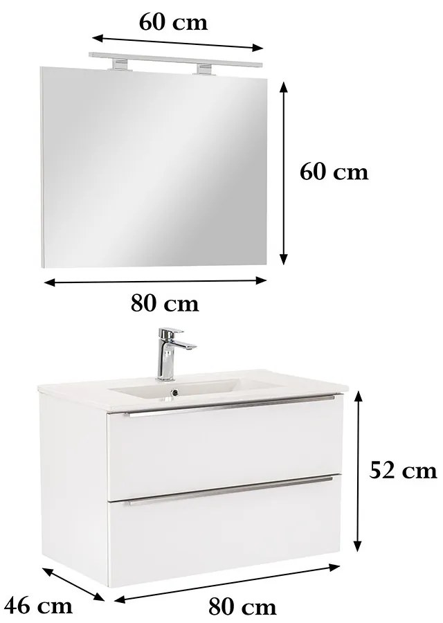 Mobilier complet de baie Vario Trim 80 alb-alb