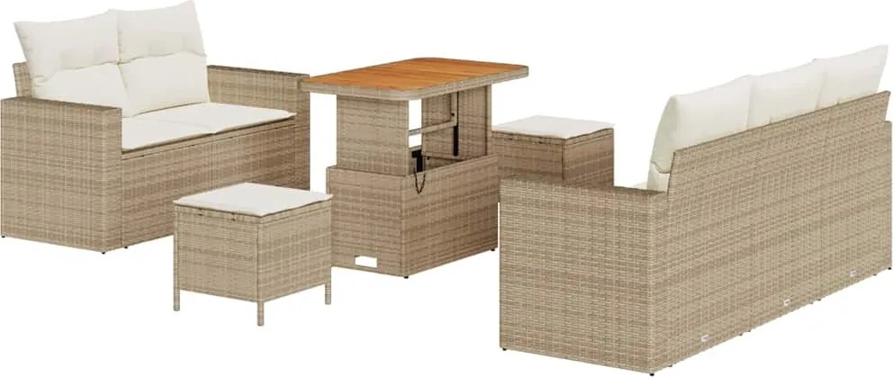 vidaXL Set de canapele pentru grădină 8 pcs Bej și crem poliratan